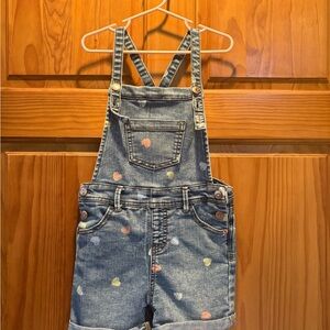 Denim Overalls with Colorful Hearts 💕